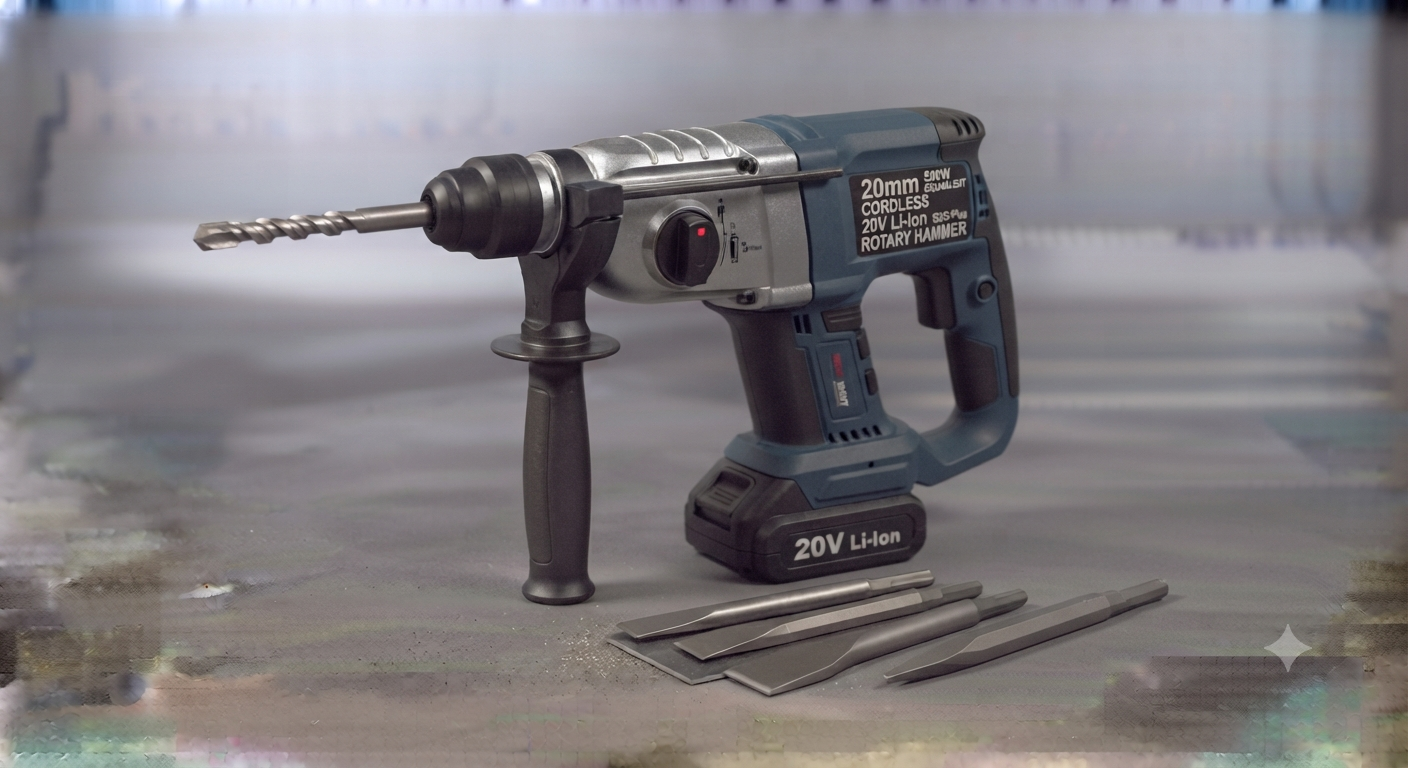 20mm 500W Equivalent Cordless 20V Li-Ion SDS-Plus Rotary Hammer Drill Machine